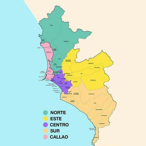 Mapa De Las Regiones De La Provincia De Lima